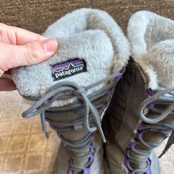 Patagonia Wintertide Quilted Snow Boots Women's 8 Fur Lined Cabin Apres Ski Tall - Picture 6 of 10